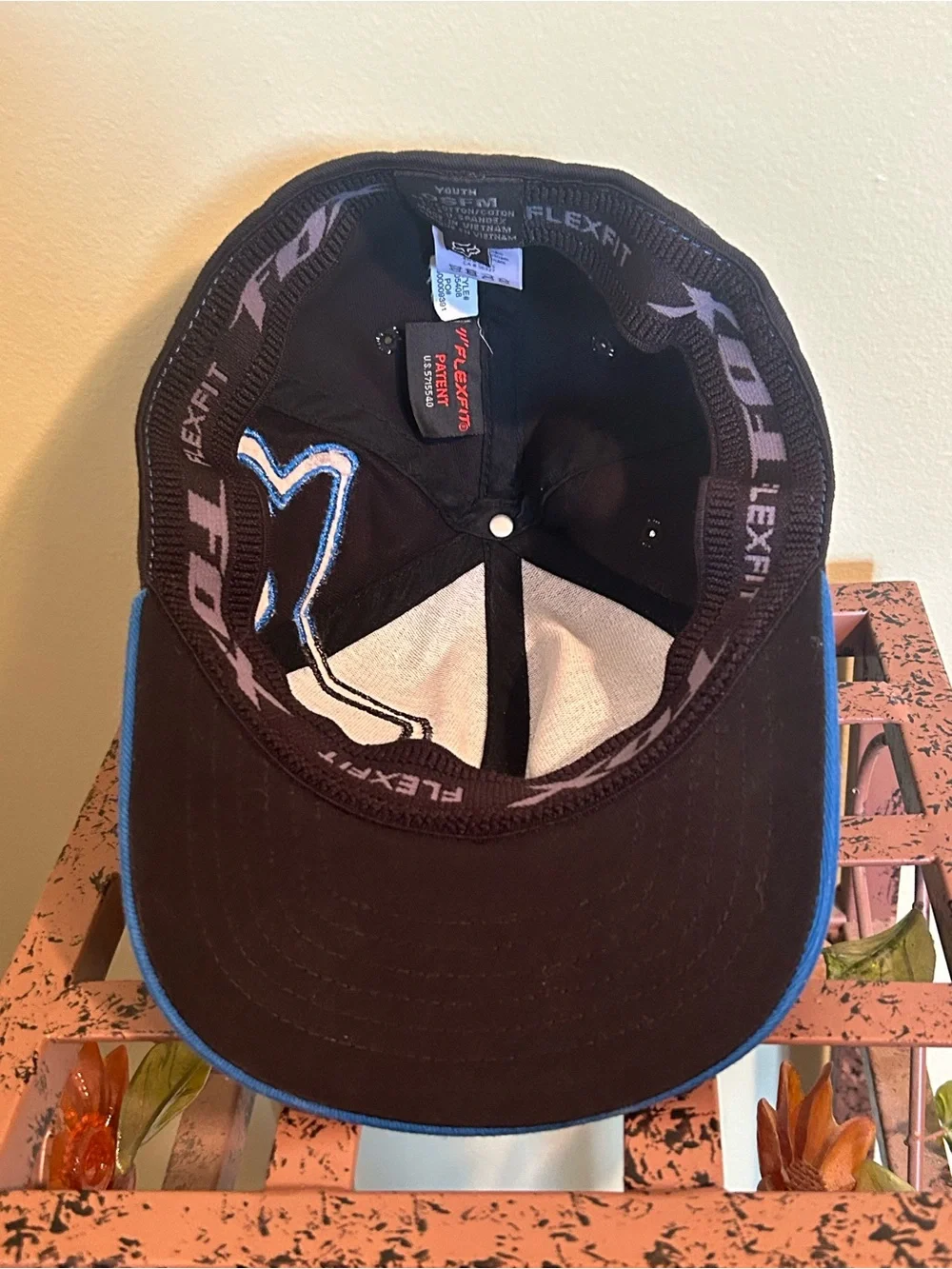 Fox Racing Flex 45 Flexfit Hat Youth OSFM Two Tone Blue Black Embroidered Cap